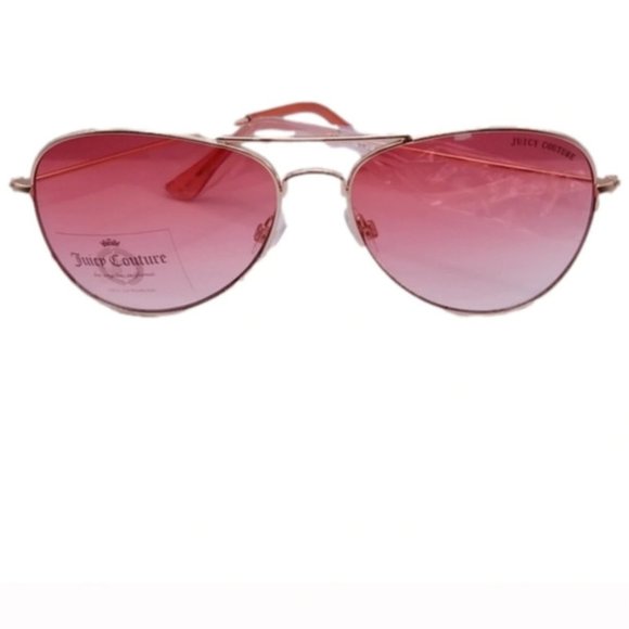 Juicy Couture rose gold frame sunglasses light pink aviator tinted lenses